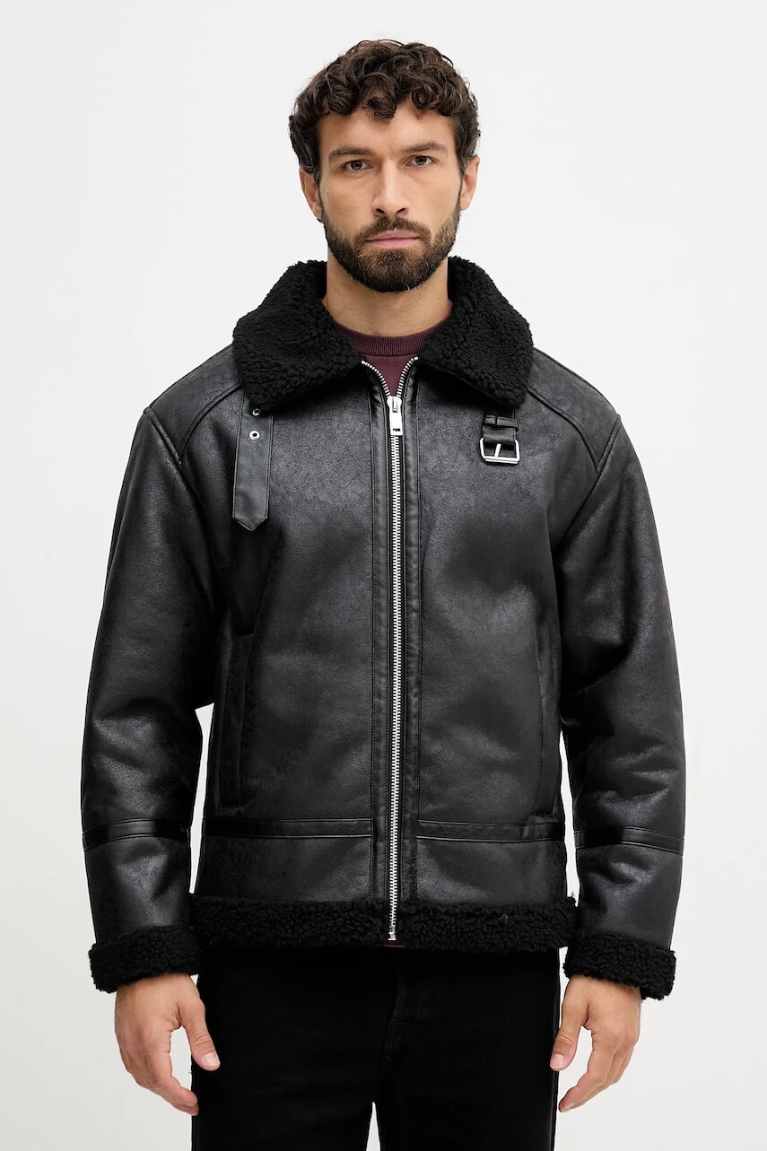 Bunda Lindbergh čierna farba, prechodná, oversize, 30-301124