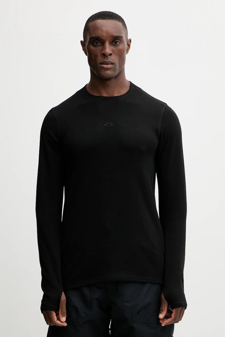 Funkčné tričko s dlhým rukávom s prímesou vlny Oakley SPRUCE čierna farba, FOA407386