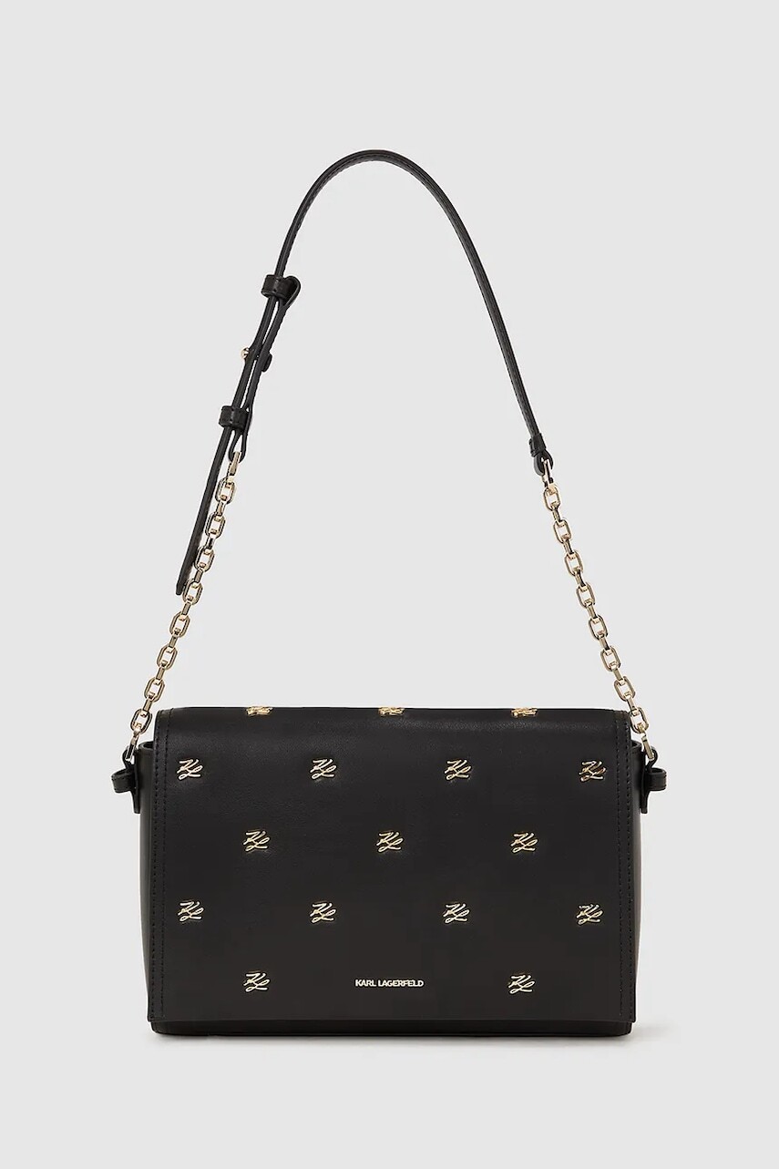 Kožená kabelka Karl Lagerfeld K/AUTOGRAPH čierna farba, A4W30109