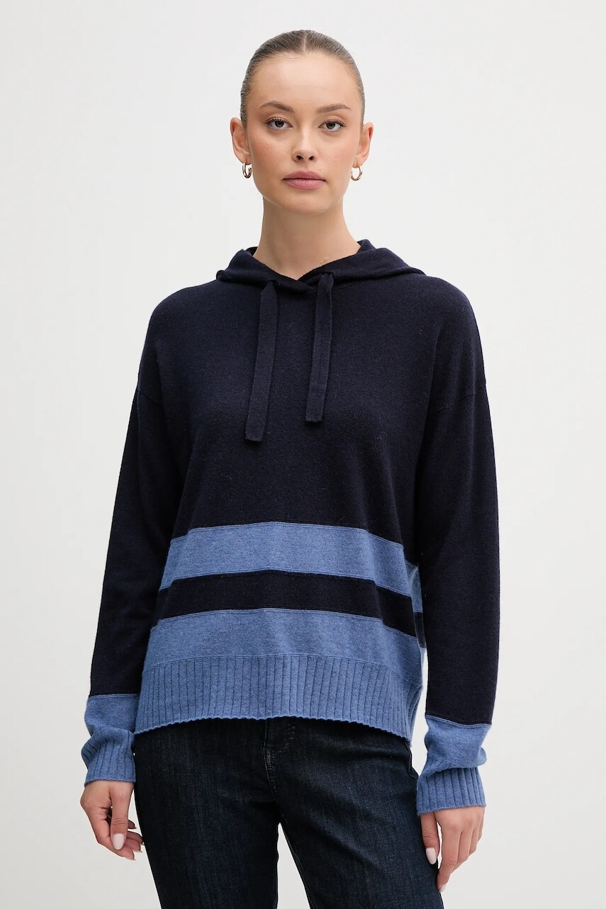 Sveter s prímesou vlny United Colors of Benetton tmavomodrá farba, ľahký, 102HE203V