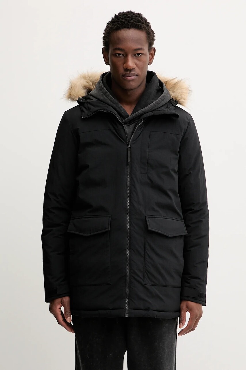 Bunda adidas Paveric čierna farba, zimná, JM3919