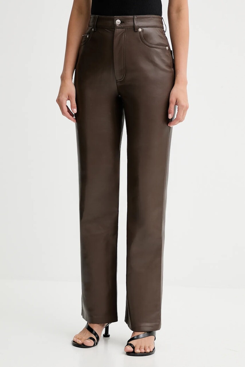 Nohavice Nanushka hnedá farba, zvony, vysoký pás, NW25PFPA15278