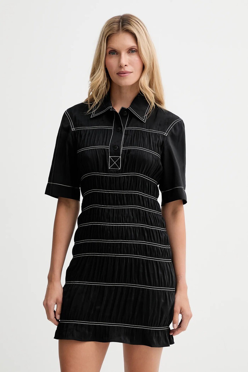 Šaty Nanushka čierna farba, mini, rovný strih, NW25PFDR09999