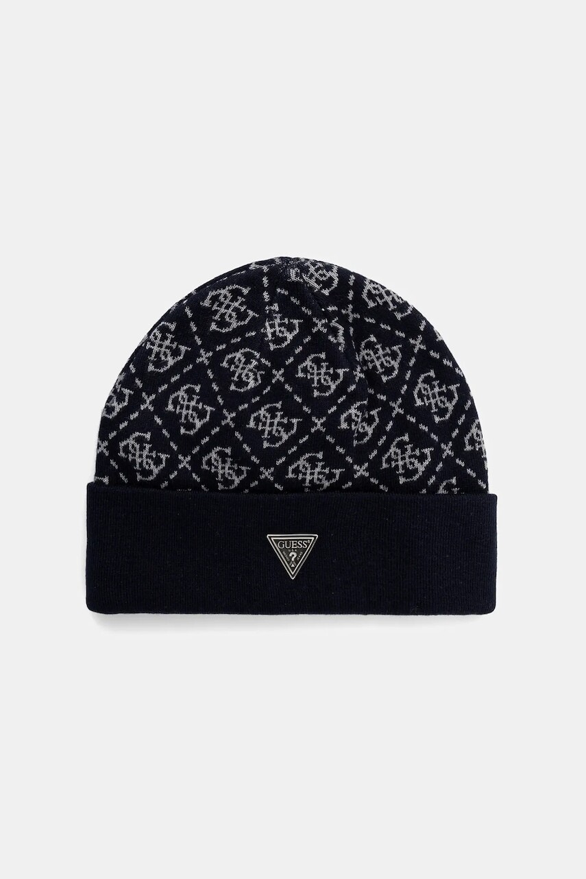 Čiapka s prímesou vlny Guess 4G tmavomodrá farba, M5BZ18 Z0442