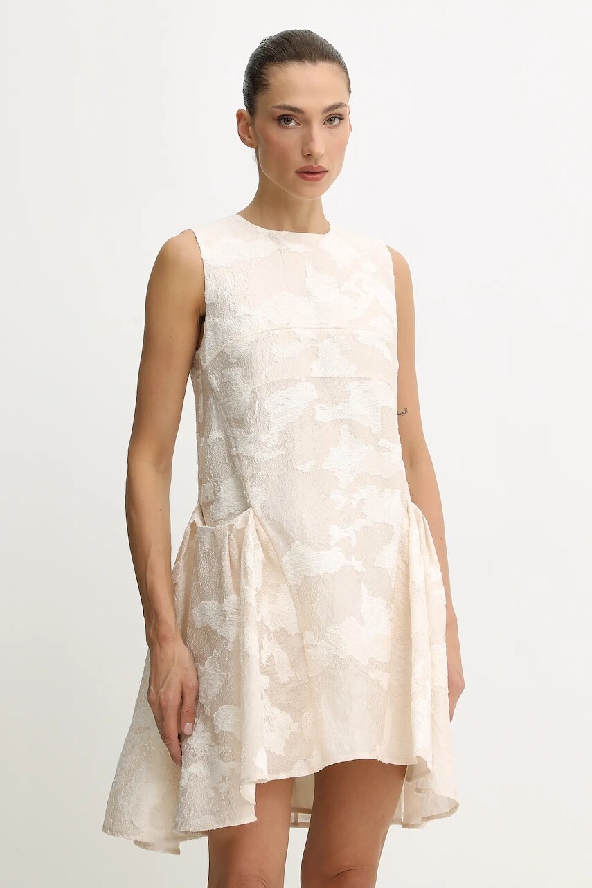 Šaty Stine Goya 0 béžová farba, mini, áčkový strih, SG-AW25-D152-2442