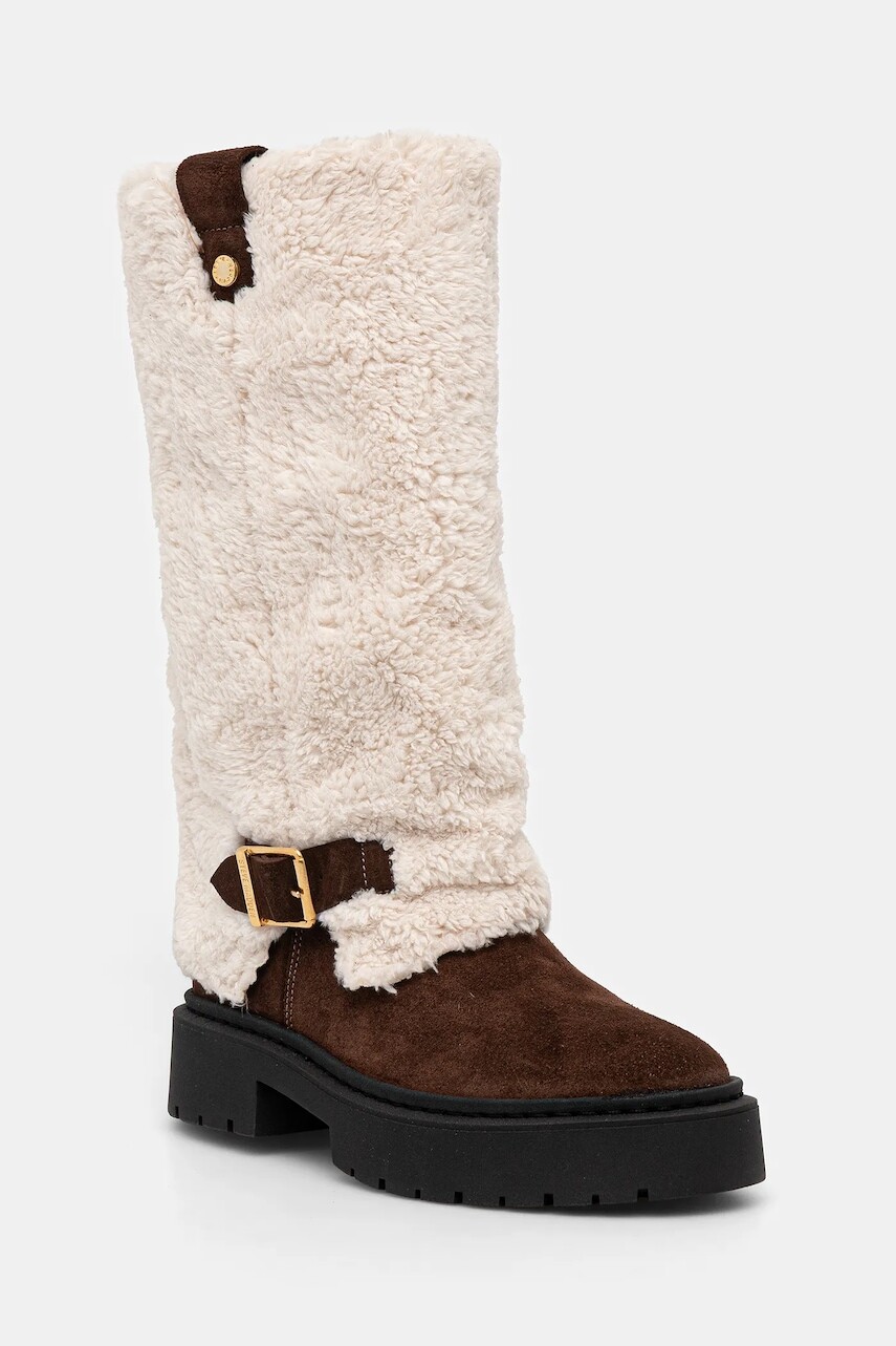 Vysoké čižmy Steve Madden Godiva béžová farba, na platforme, 11003413