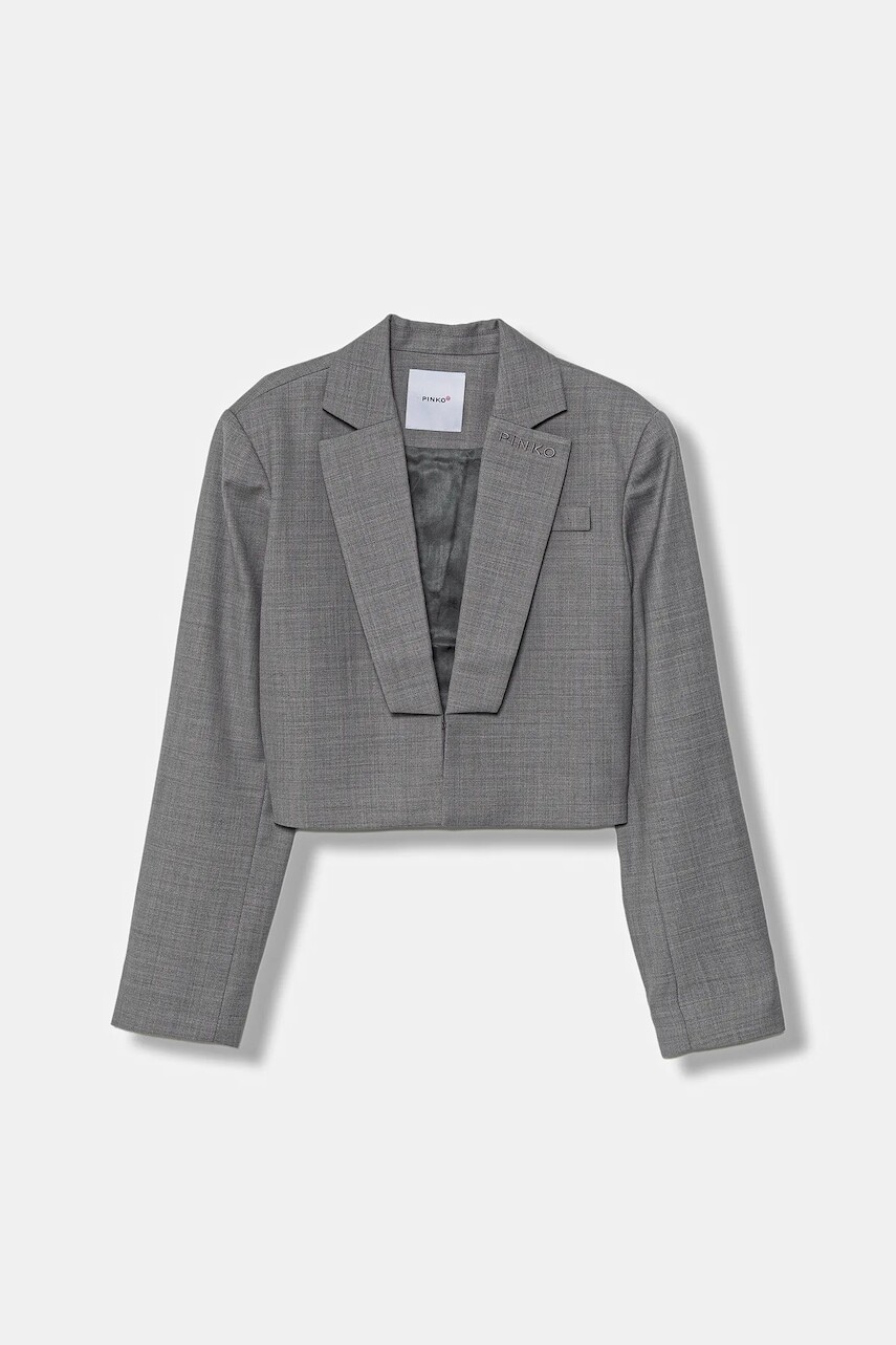 Detská bunda s prímesou vlny Pinko šedá farba, KFGC004.C.ML025