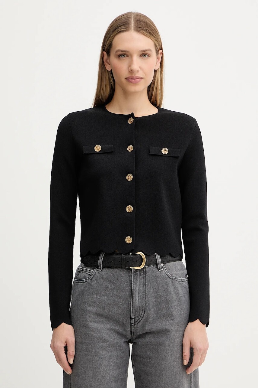 Kardigán Twinset čierna farba, ľahký, 252TP320A