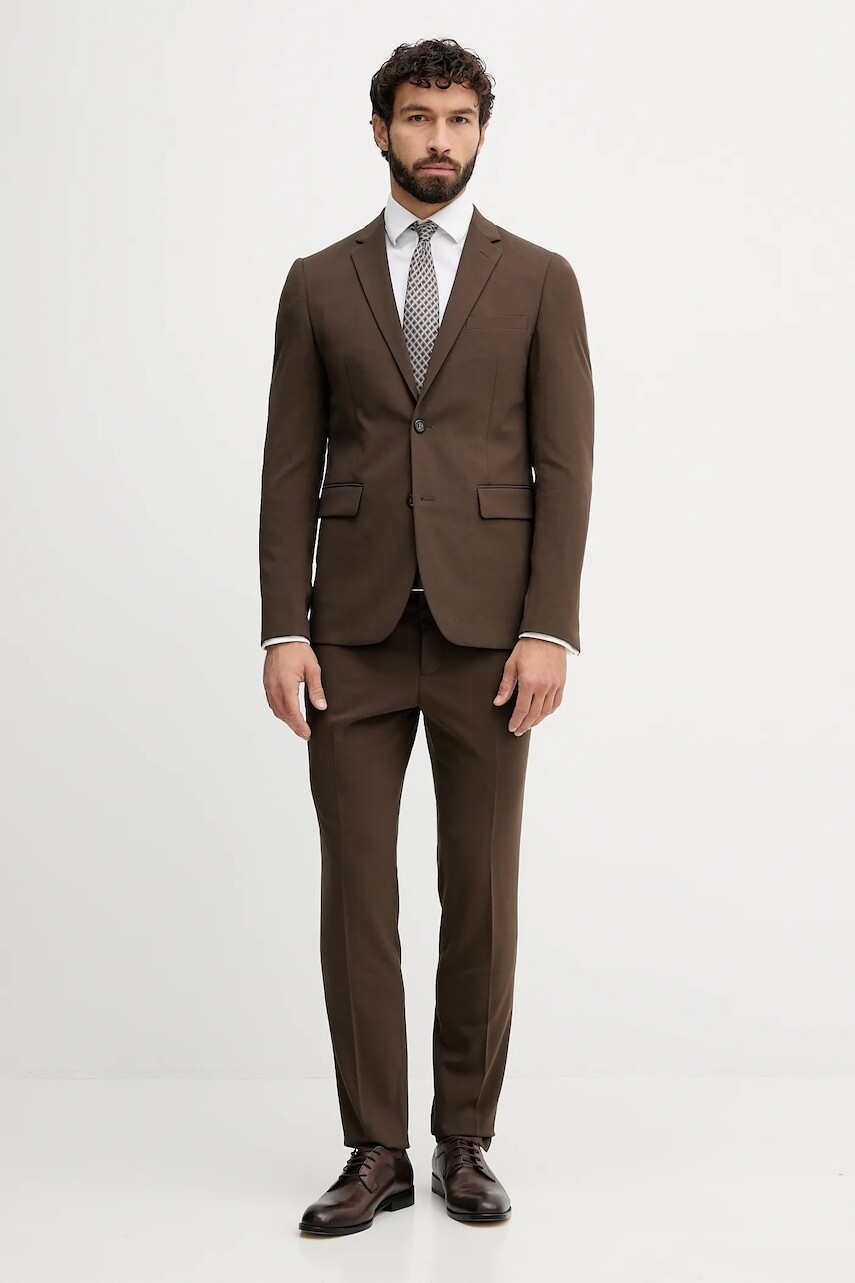 Oblek Lindbergh hnedá farba, jednofarebný, 30.61040