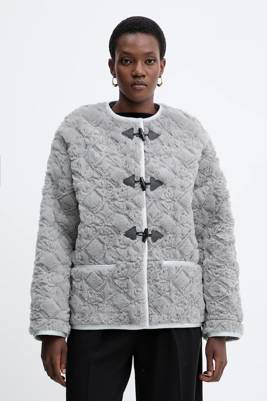 Bunda Forte Forte šedá farba, prechodná, oversize, 14301.mycoat