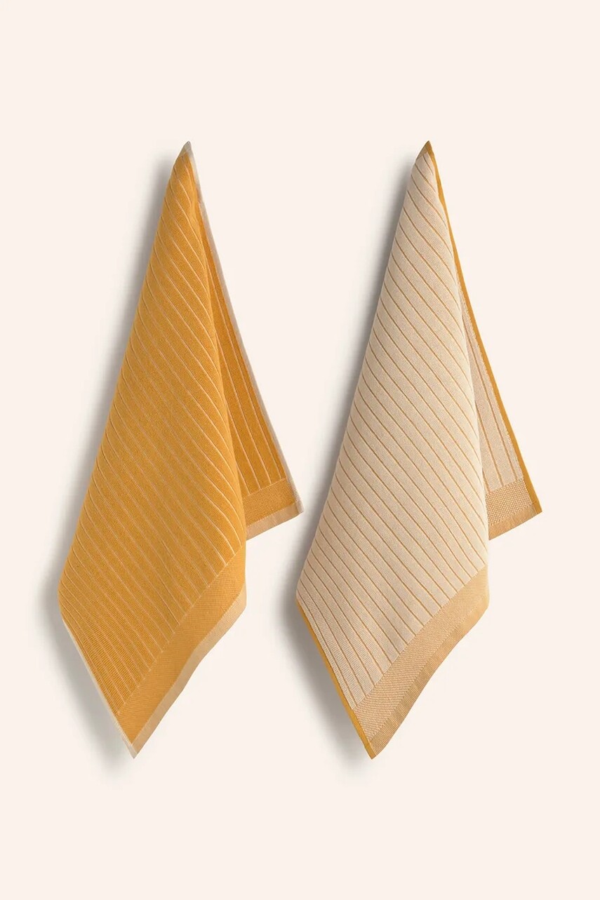 Bavlnená kuchynská utierka Calma House Lisboa 50 x 50 cm 2-pak žltá farba