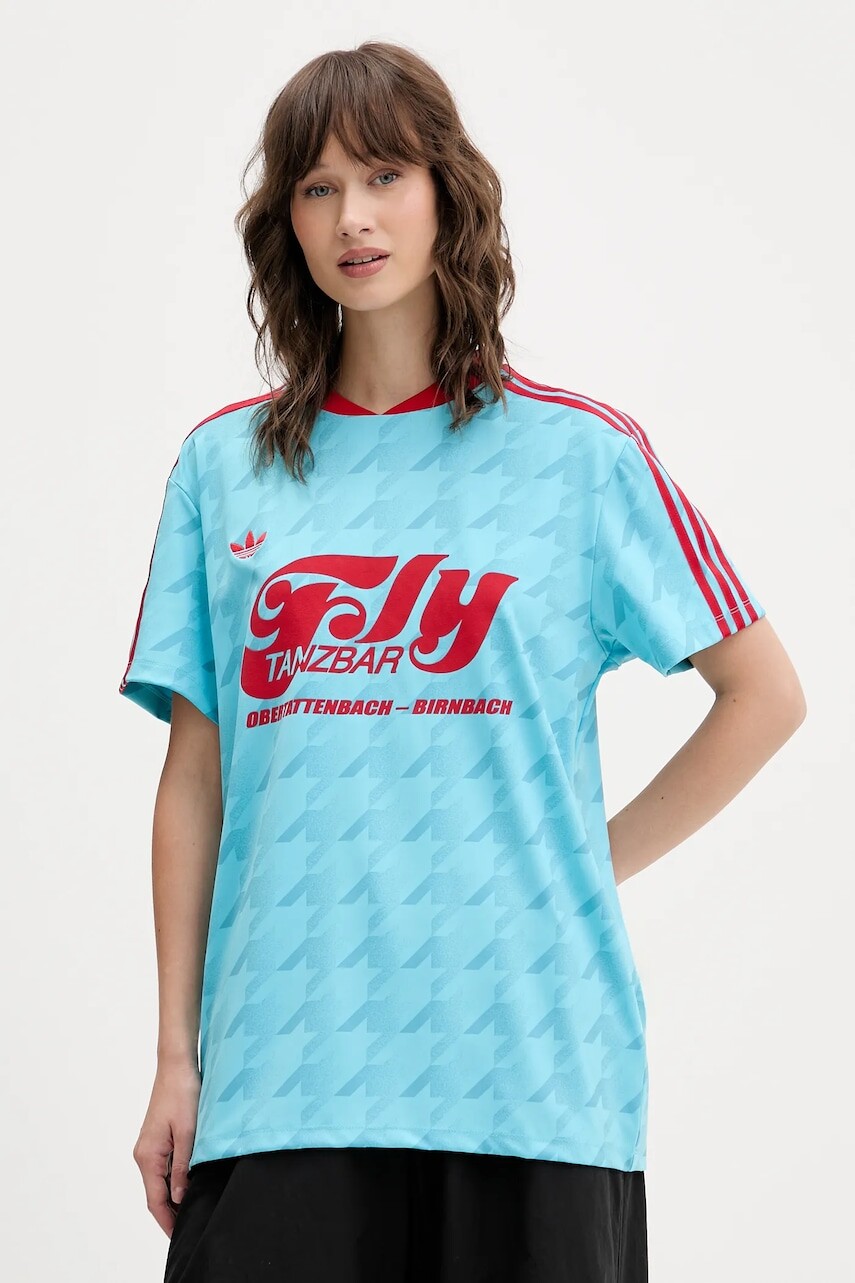 Tričko adidas Originals Footie Jersey dámske, modrá farba, JW2771