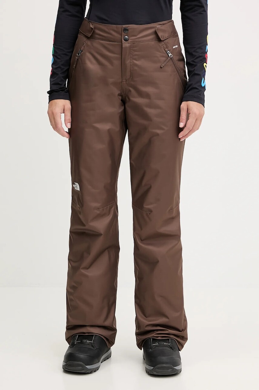 Lyžiarske nohavice The North Face Sally Insulated hnedá farba, NF0A7WYJ1OI1