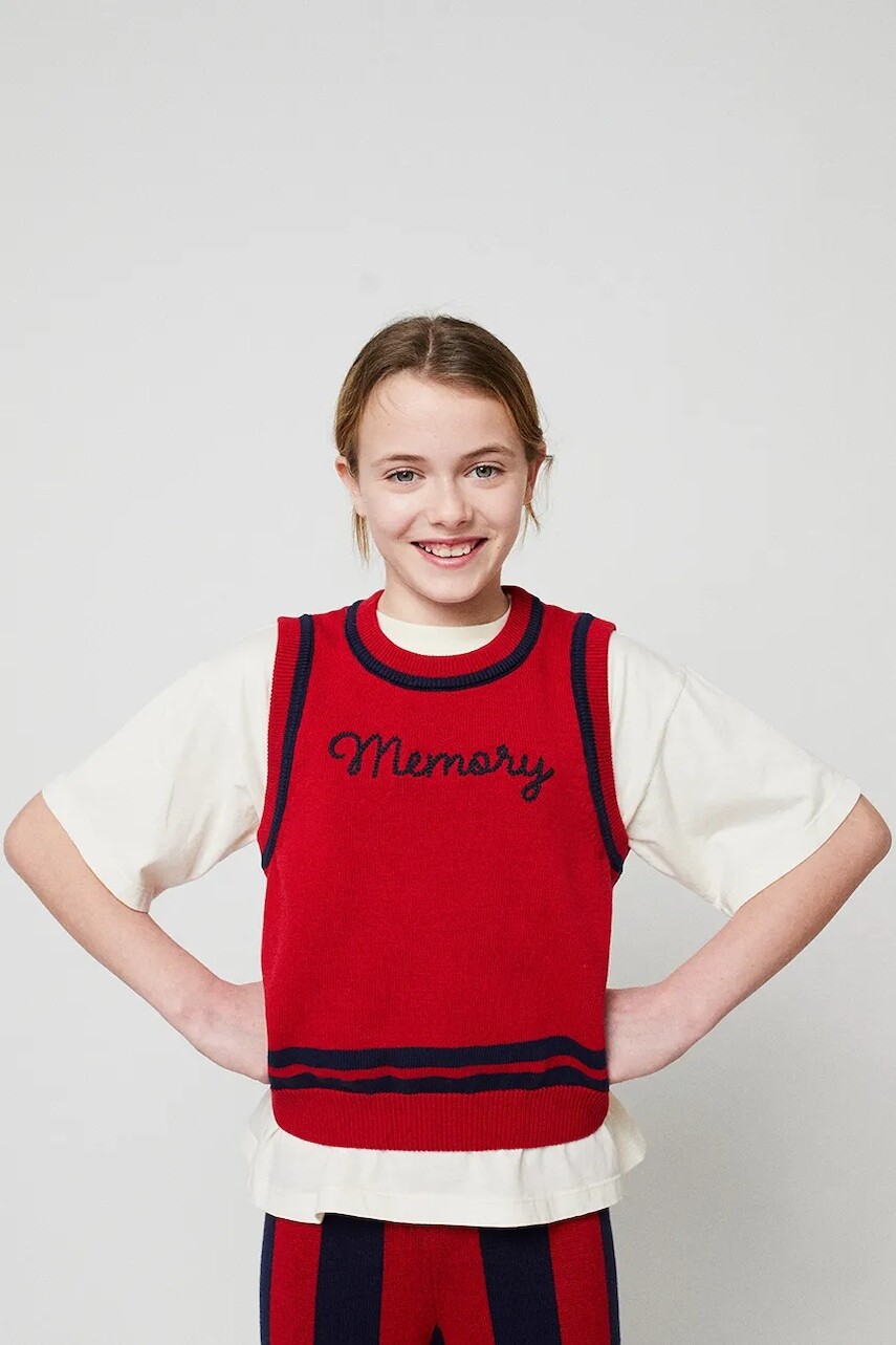 Detská bavlnená vesta Bobo Choses Memory červená farba, 225BC011