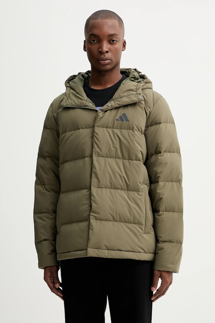 Páperová bunda adidas Helionic zelená farba, zimná, JX0580