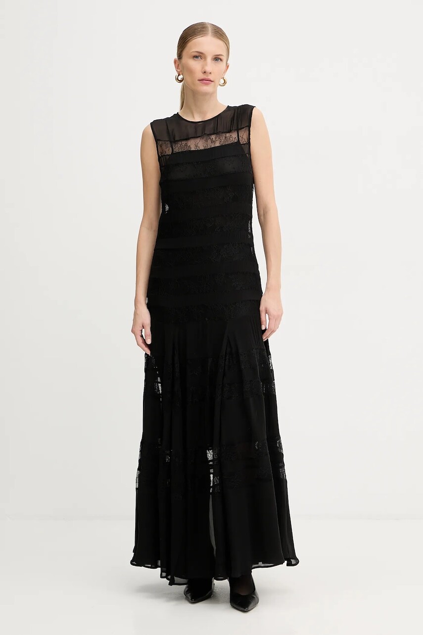 Šaty Marella čierna farba, maxi, áčkový strih, 2523226012200