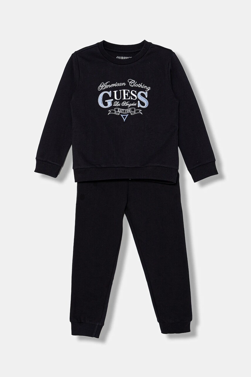 Detská bavlnená tepláková súprava Guess tmavomodrá farba, N5YG14 KA6R0