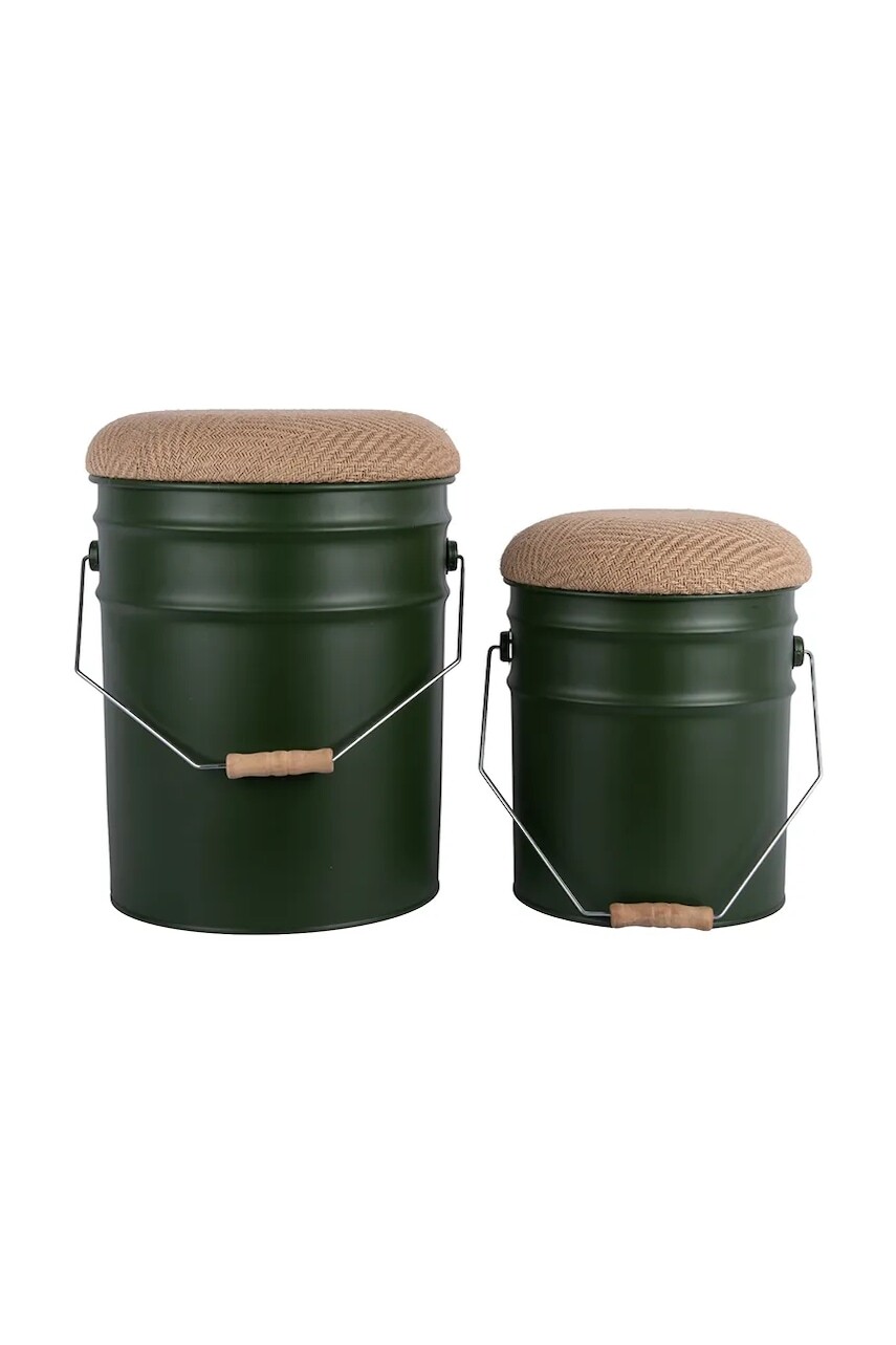 Stolička s úložným priestorom Leitmotiv Buckets 39 x 31 cm 2-pak zelená farba