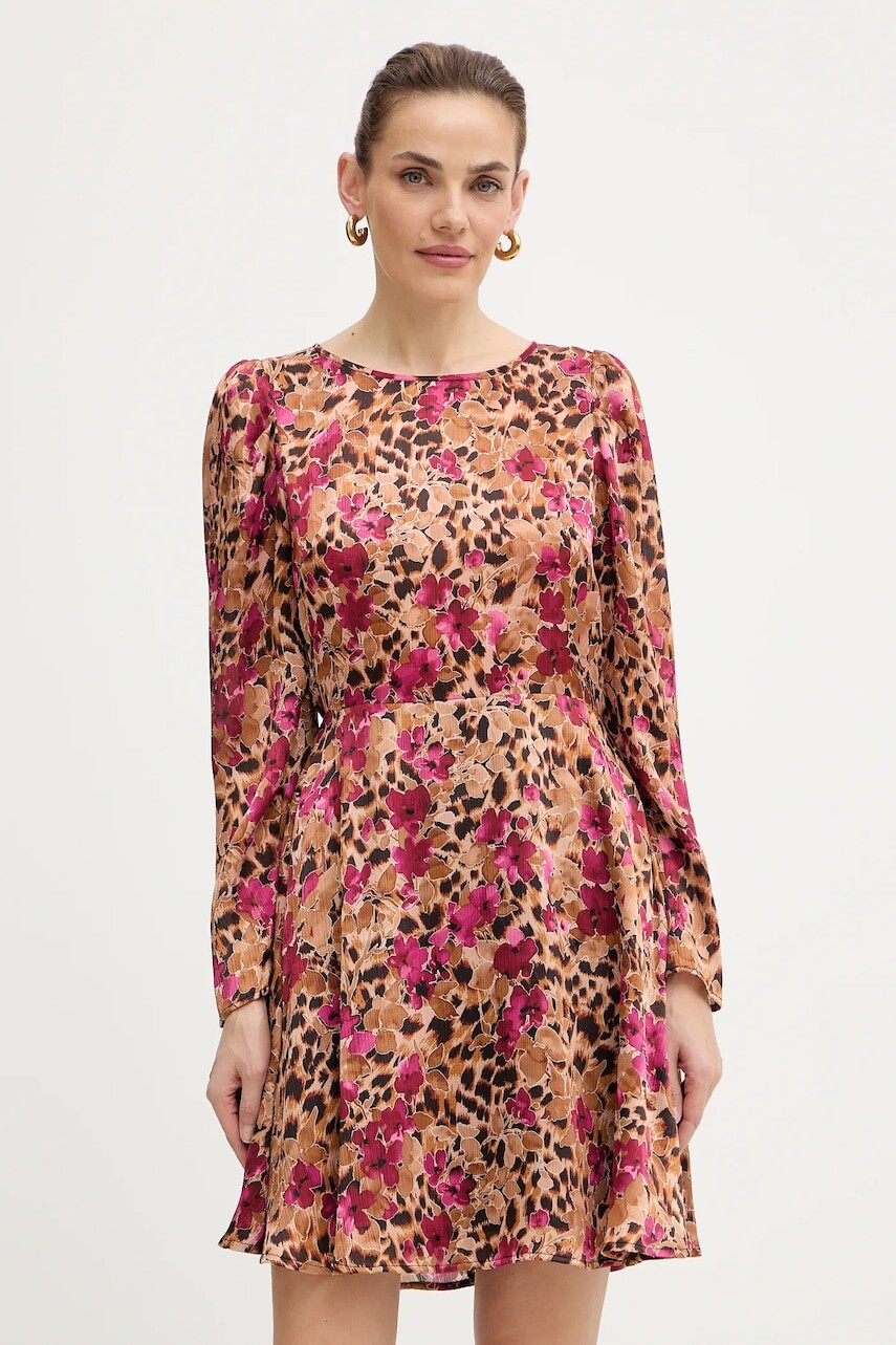 Šaty Morgan hnedá farba, mini, áčkový strih, RIZAC.F