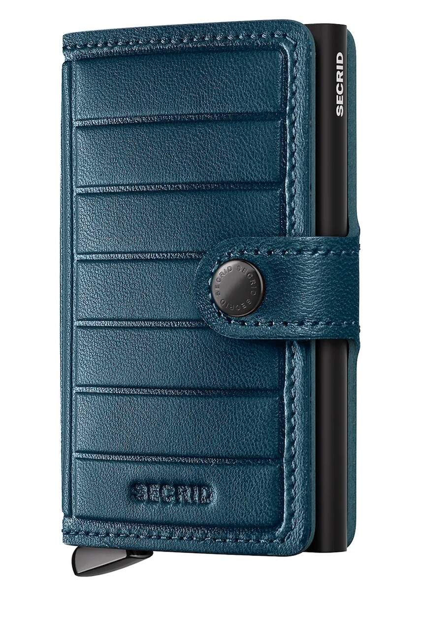 Kožená peňaženka Secrid EMBOSS LINES modrá farba
