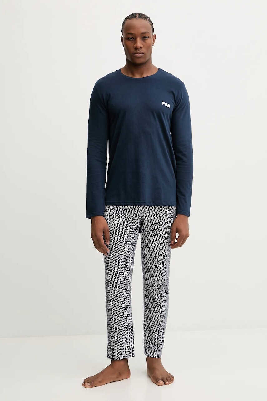 Bavlnené pyžamo Fila tmavomodrá farba, vzorované, FPW1233