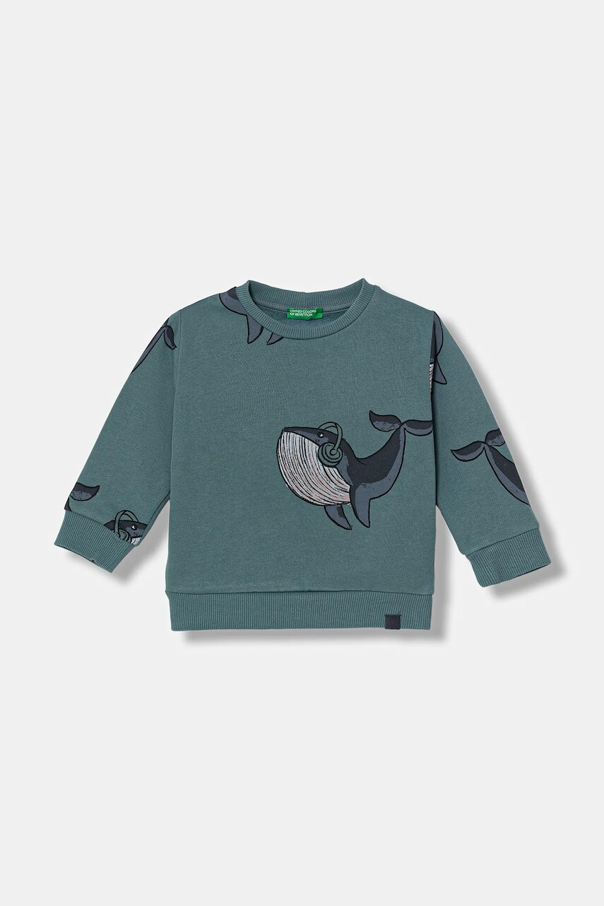 Detská mikina United Colors of Benetton šedá farba, vzorovaná, 3QHCG10KX