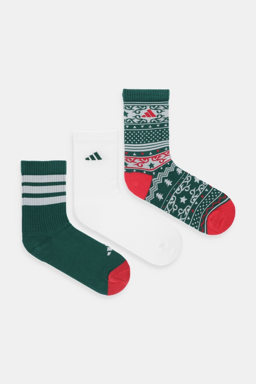Ponožky adidas Christmas  3-pak zelená farba, JX9073