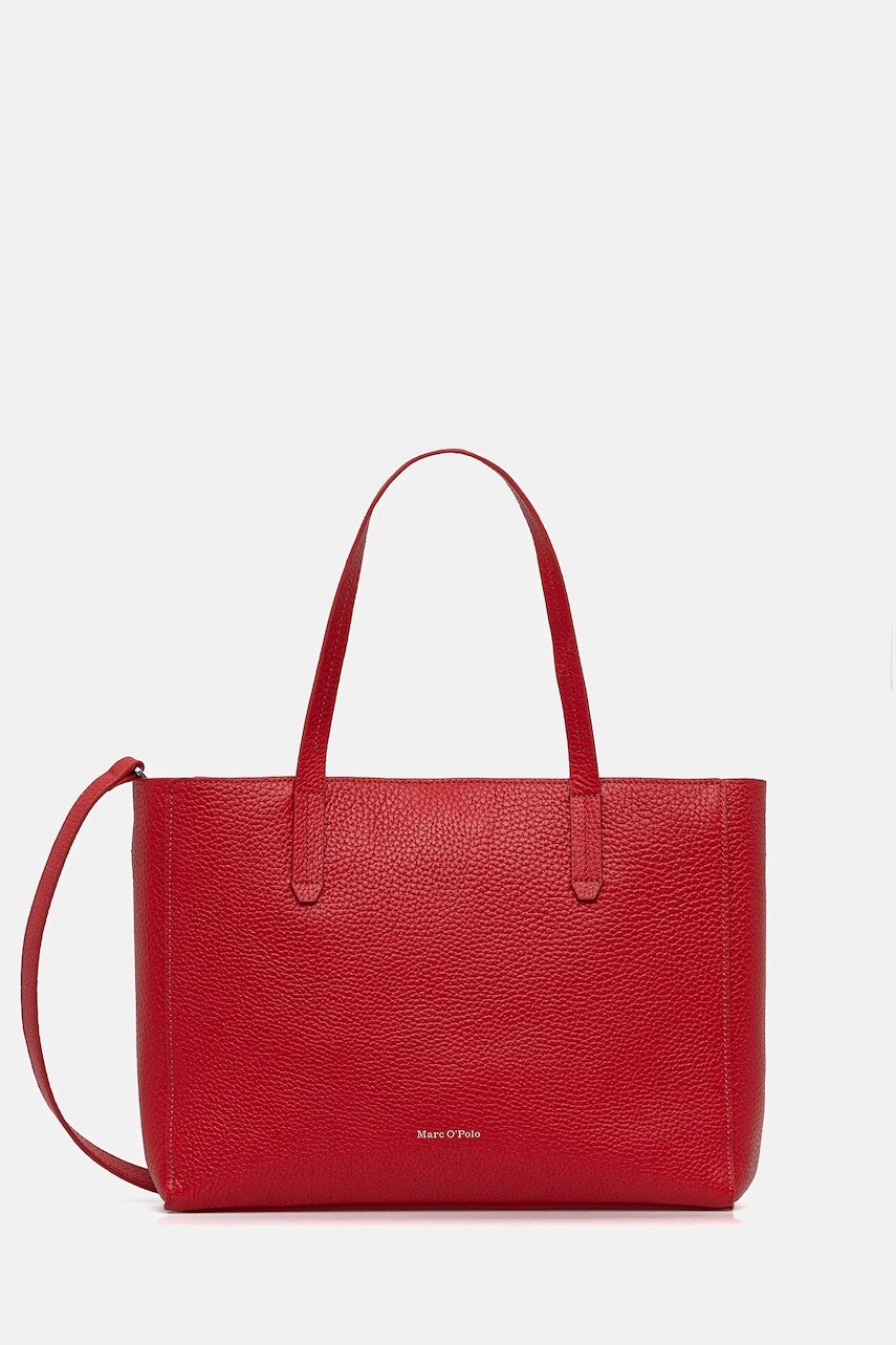 Kožená kabelka Marc O'Polo červená farba, 5000009143