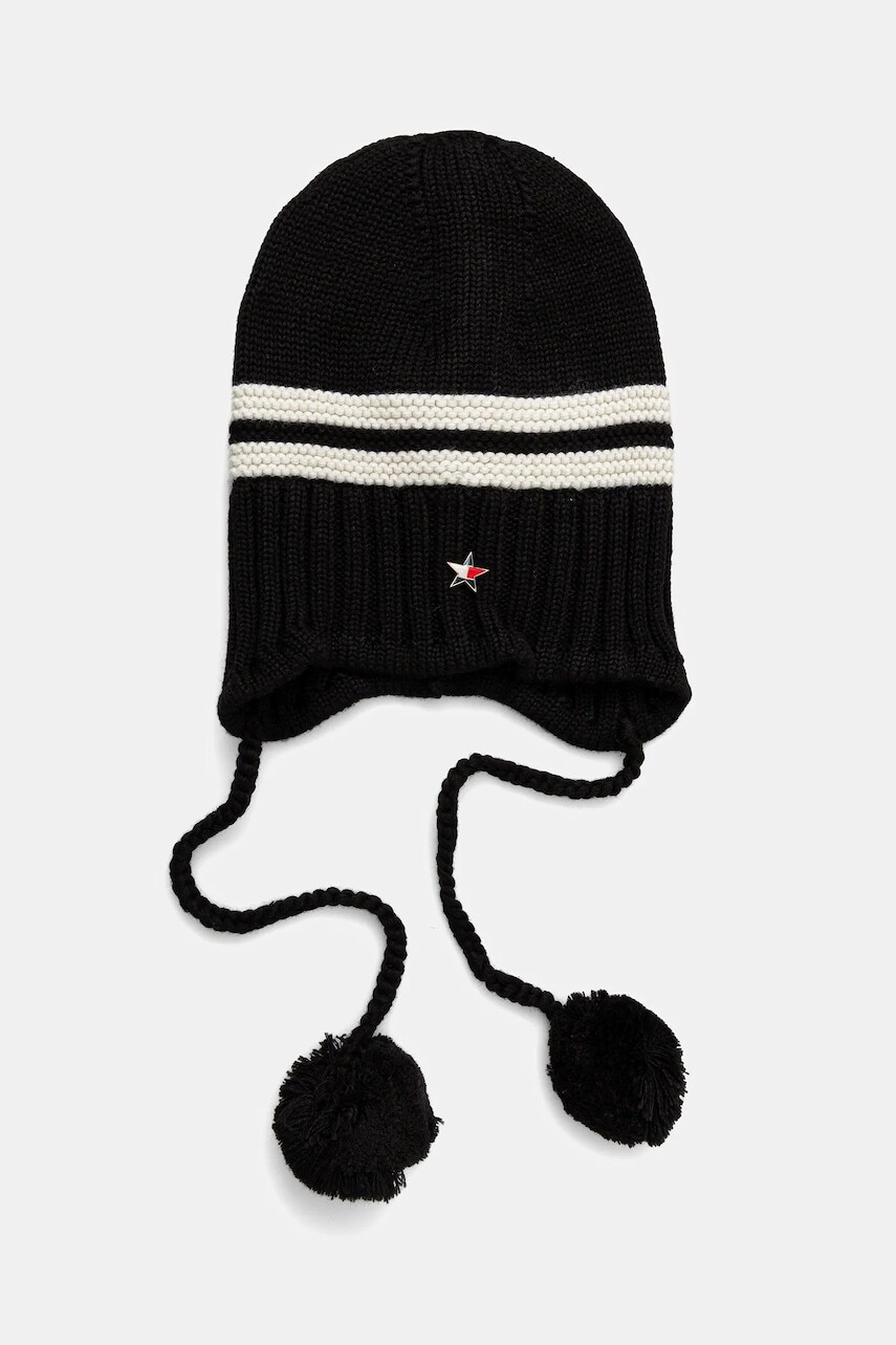 Čiapka s prímesou vlny Tommy Jeans čierna farba, AW0AW18311