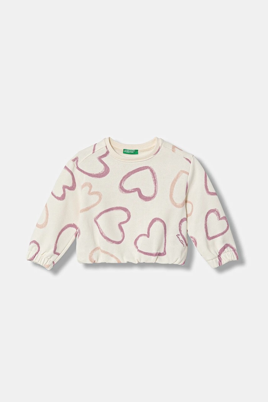 Mikina pre bábätká United Colors of Benetton béžová farba, s potlačou, 3TIKG10LE