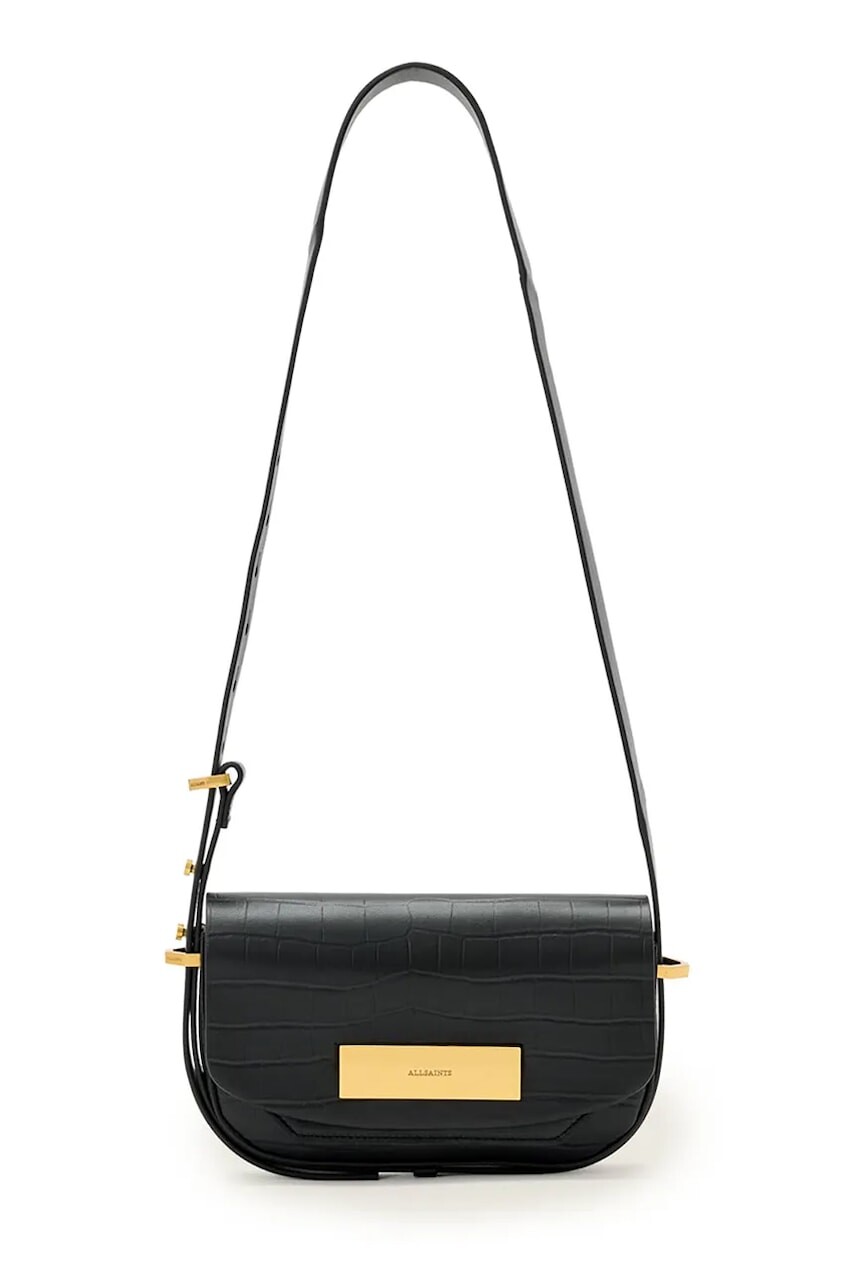 Kožená kabelka AllSaints čierna farba, W569XD