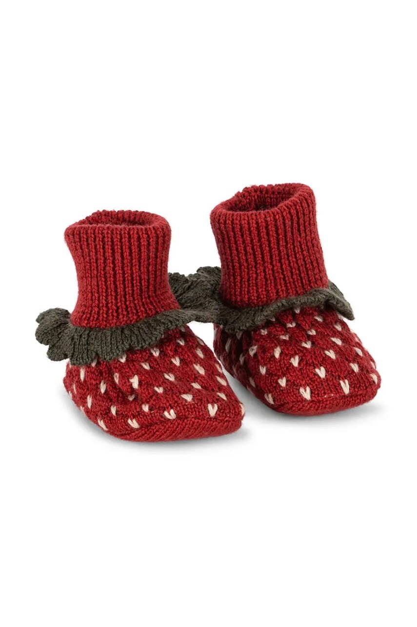 Topánky pre bábätká Konges Sløjd STRAWBERRY BOOTIES červená farba, KS103536
