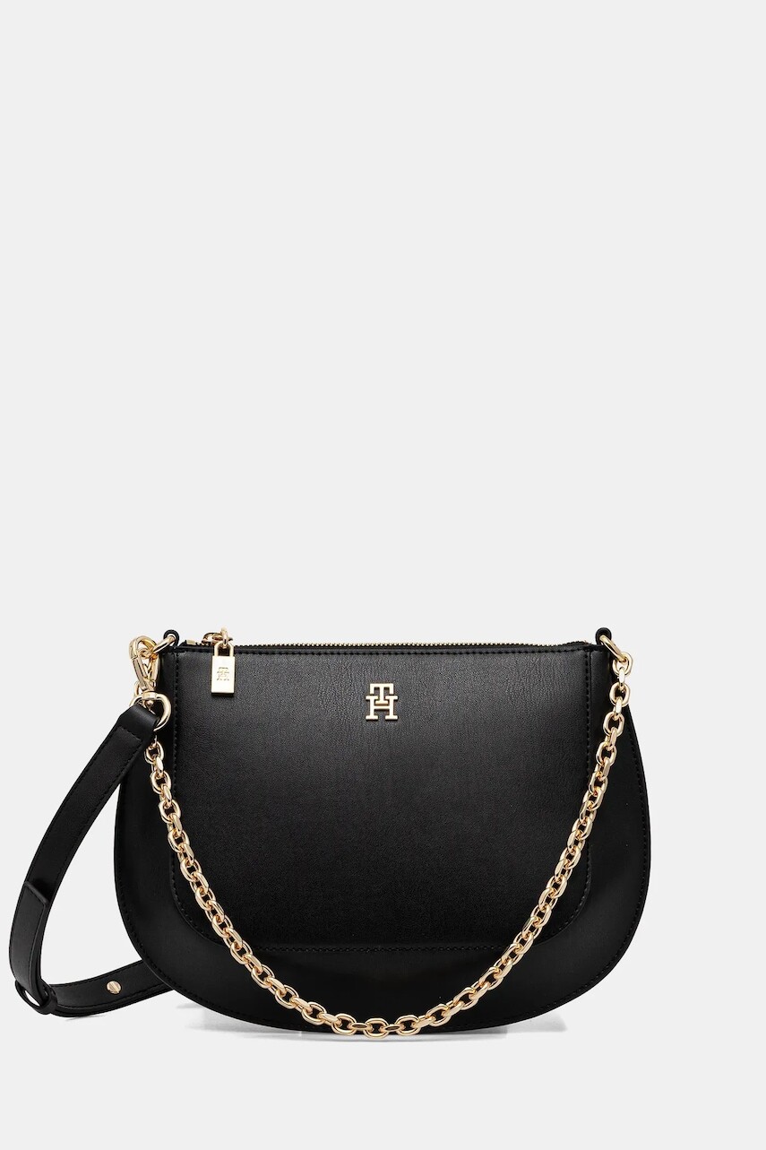 Kožená kabelka Tommy Hilfiger čierna farba, AW0AW18143