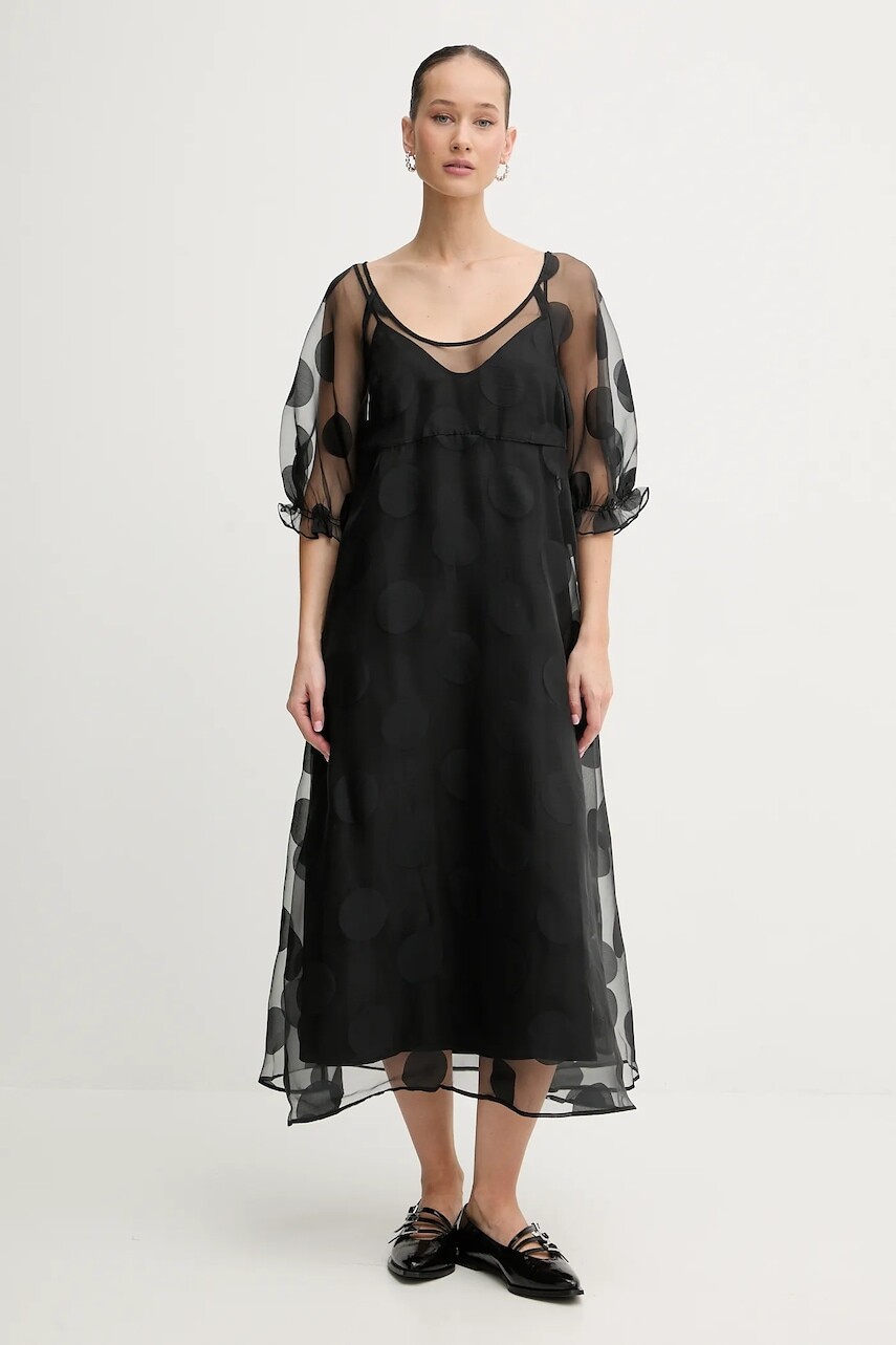 Šaty Stine Goya čierna farba, midi, áčkový strih, SG-PS26-D129-2460