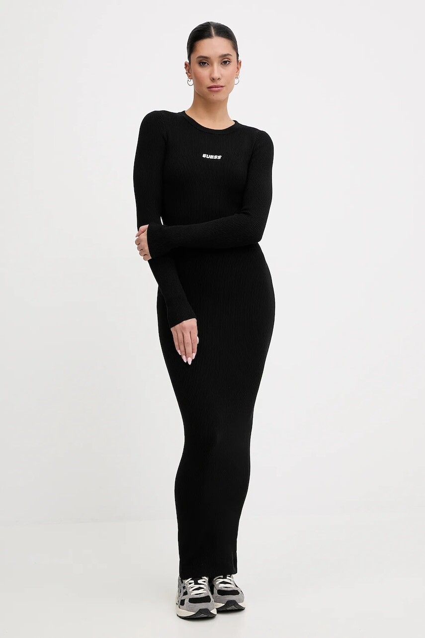 Šaty Guess FLAMINIA čierna farba, maxi, priliehavé, V5BK02 Z3JD2