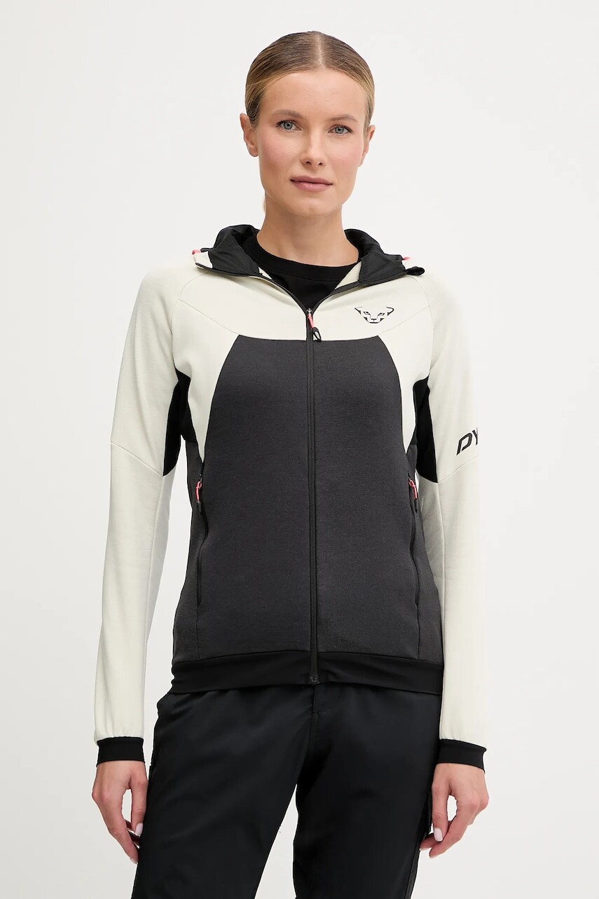 Športová mikina Dynafit Tour wool thermal čierna farba, s kapucňou, s potlačou, 08.0000071363