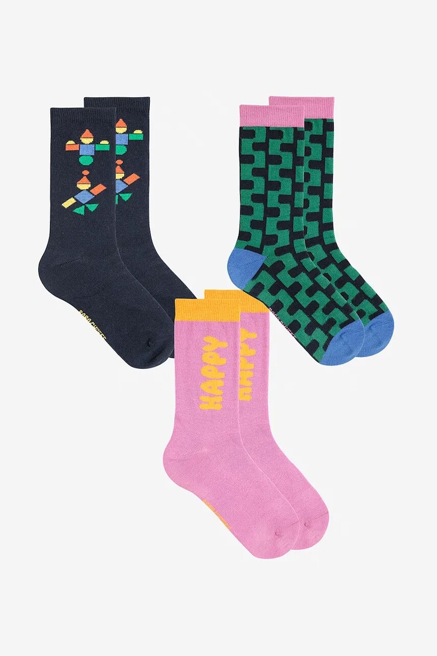 Detské ponožky Bobo Choses Happy 3-pak ružová farba, 225FI001