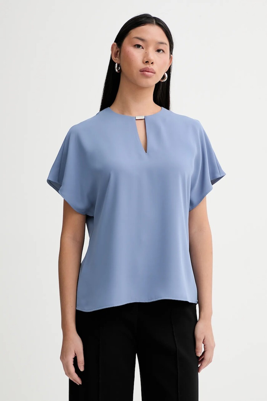 Blúzka Calvin Klein modrá farba, jednofarebná, LV044E902G