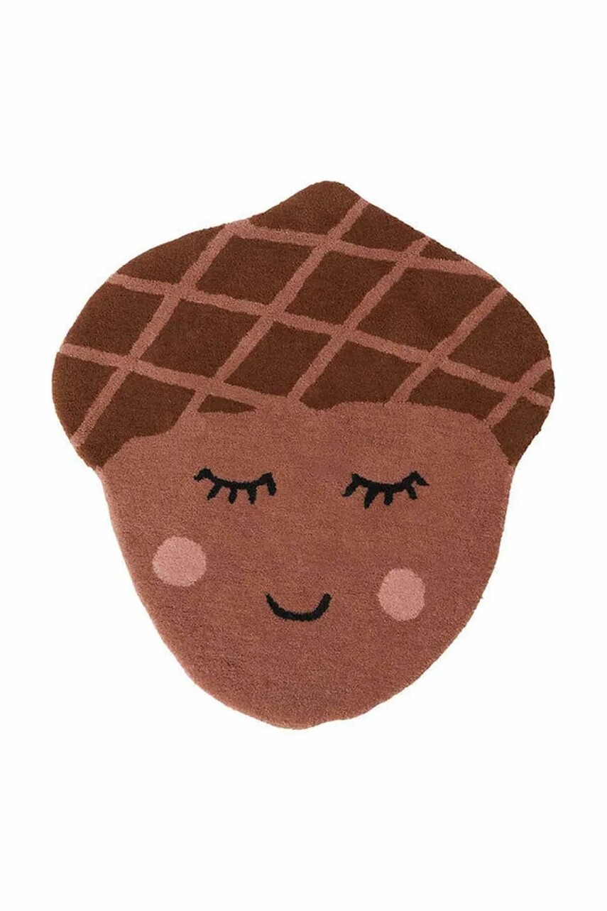 Vlnený koberec OYOY Acorn 80 x 80 cm hnedá farba