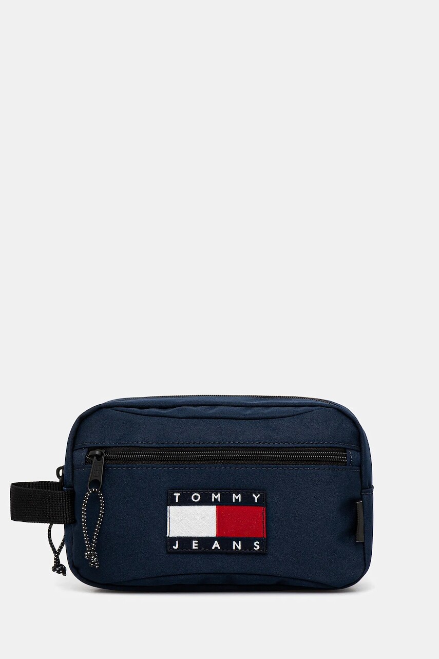 Kozmetická taška Tommy Jeans tmavomodrá farba, AM0AM13858