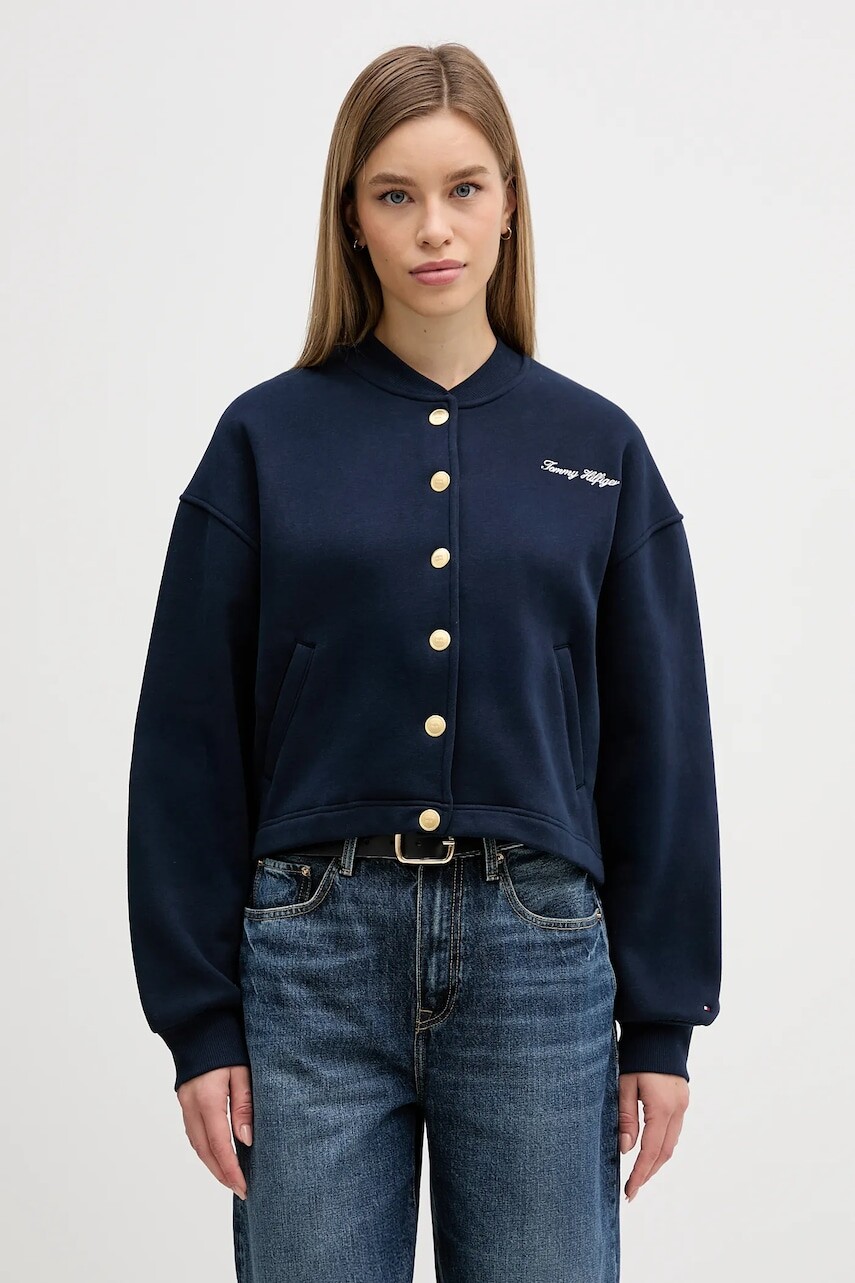 Mikina Tommy Hilfiger tmavomodrá farba, jednofarebná, WW0WW47835