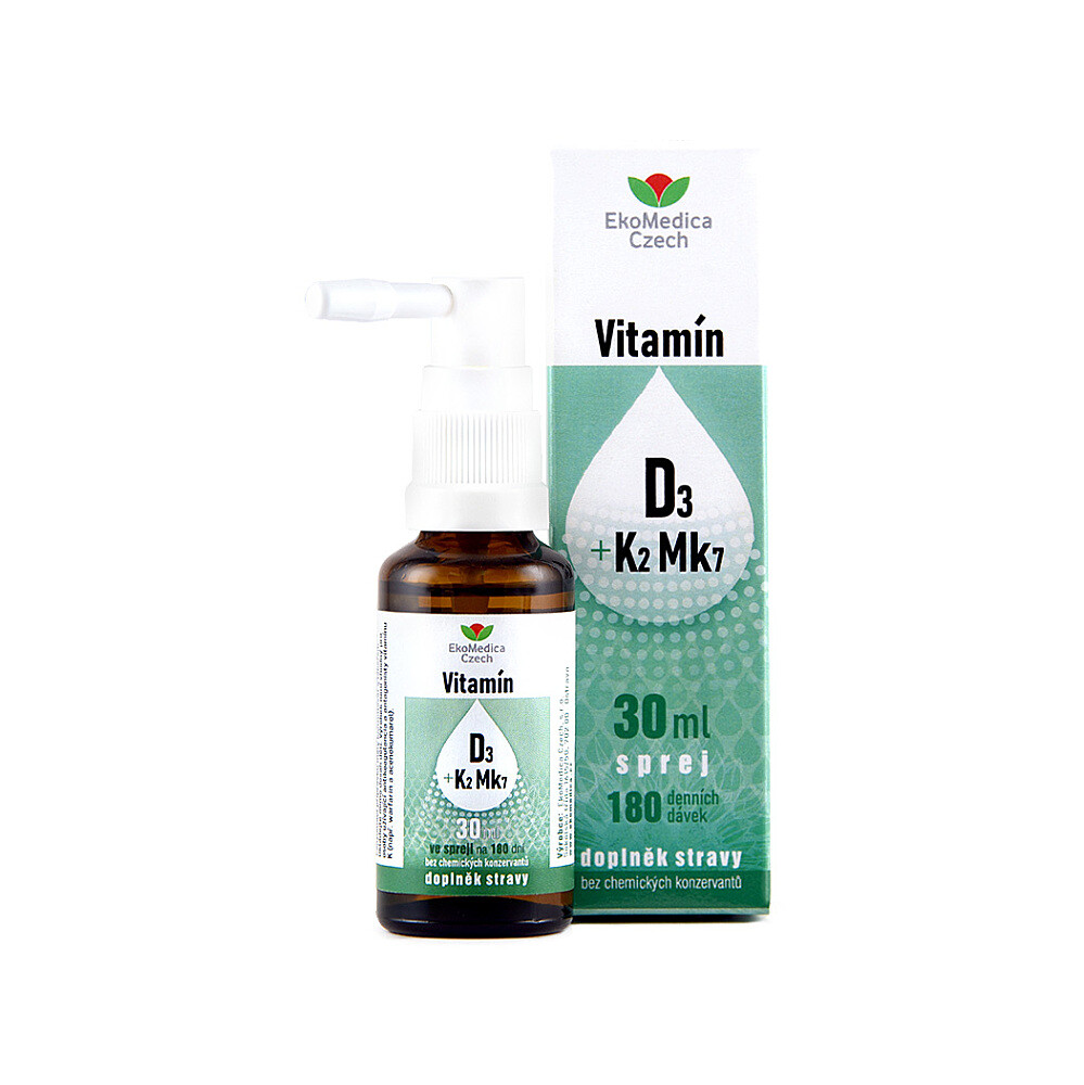 EKOMEDICA Vitamín D3 + K2 Mk7 sprej 30 ml
