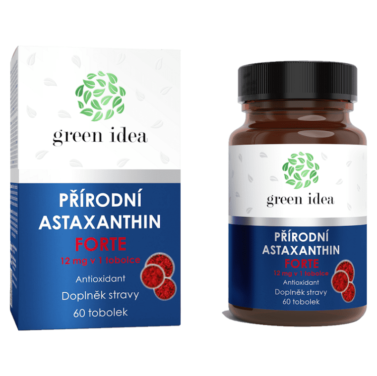 GREEN IDEA Prírodné Astaxantín forte 12 mg 60 kapsúl, poškodený obal