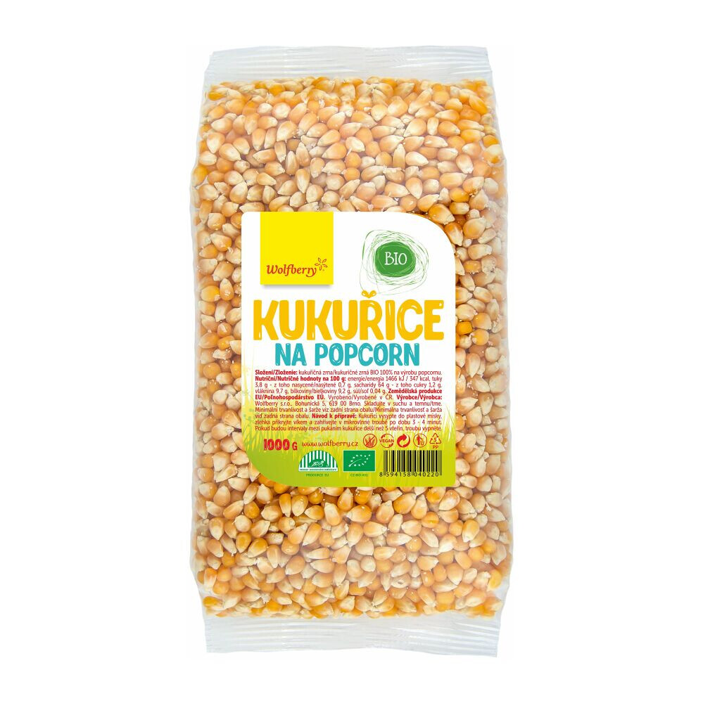 WOLFBERRY Kukurica na popcorn BIO 1000 g