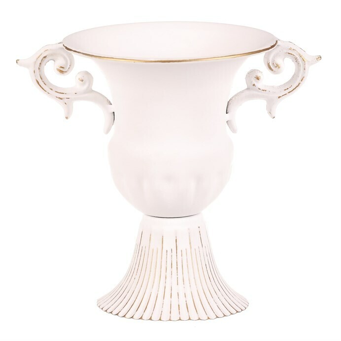 Aranžovací kovový pohár s úchytmi, biela, 17 x 13 x 17 cm