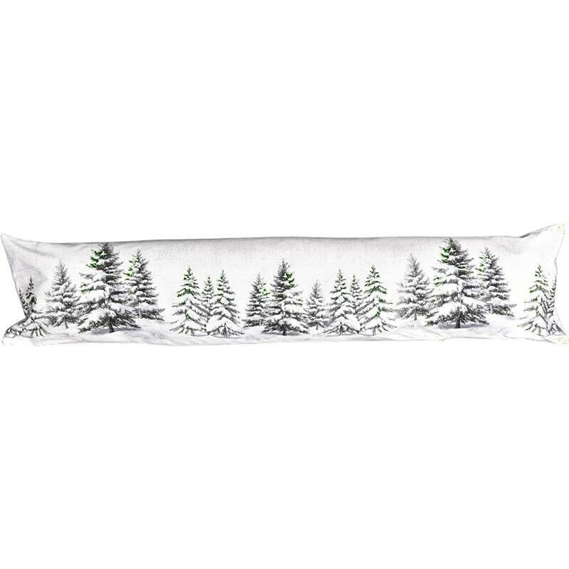 Forbyt Vianočný ozdobný tesniaci vankúš do okien Stromčeky biela, 20 x 85 cm