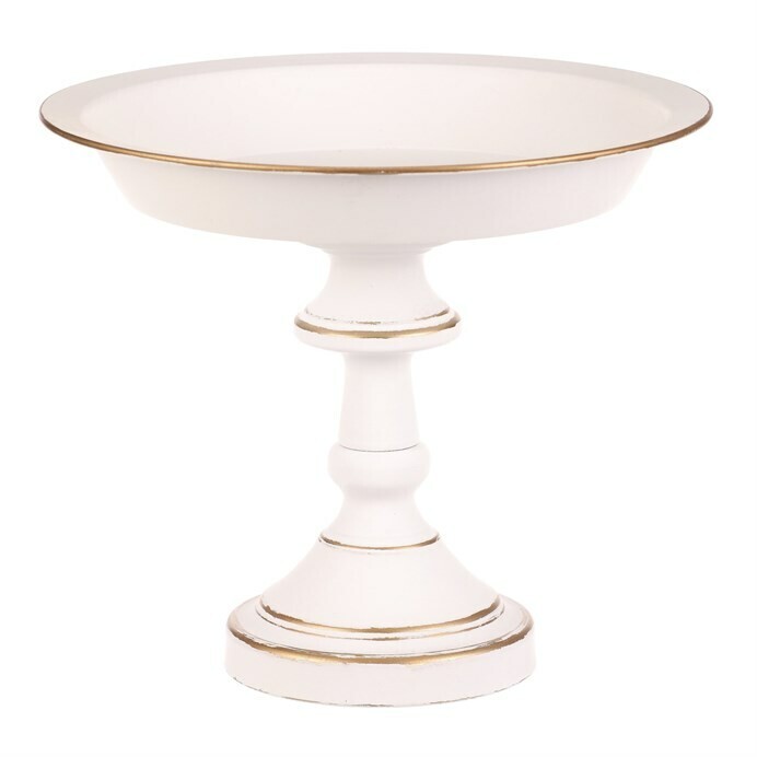 Aranžovacia kovová misa na stojane 26 cm, biela, 26 cm