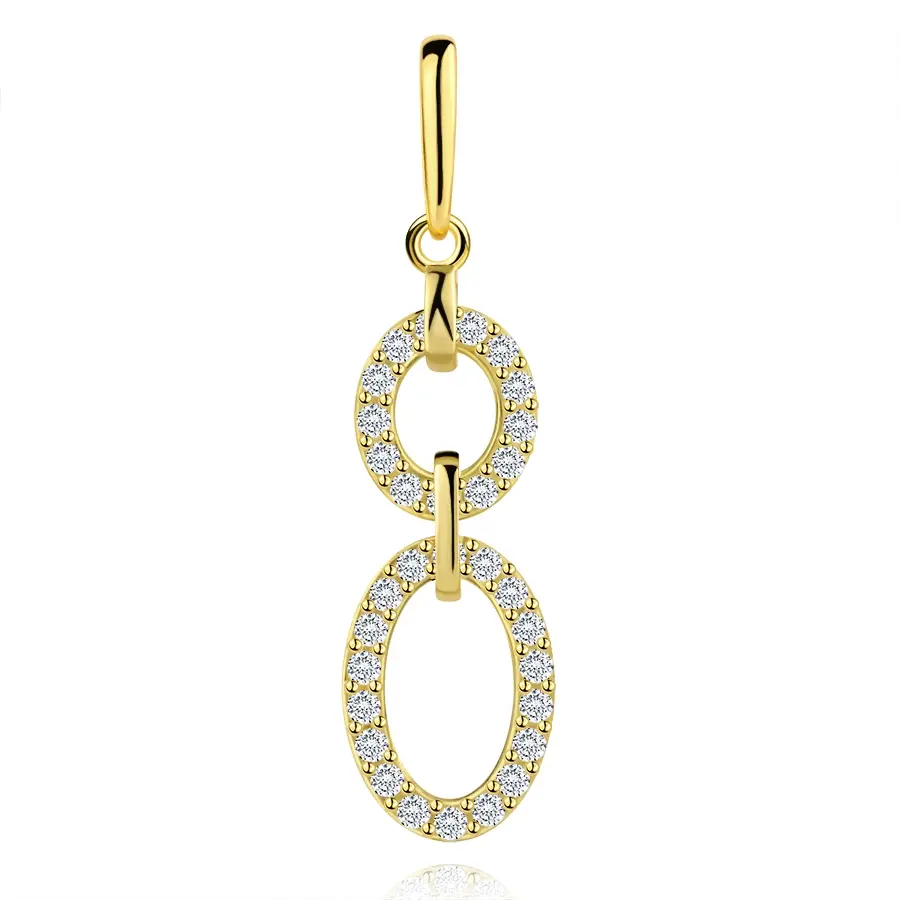 Zlatý prívesok 9K s oválnymi očkami a čírymi zirkónmi