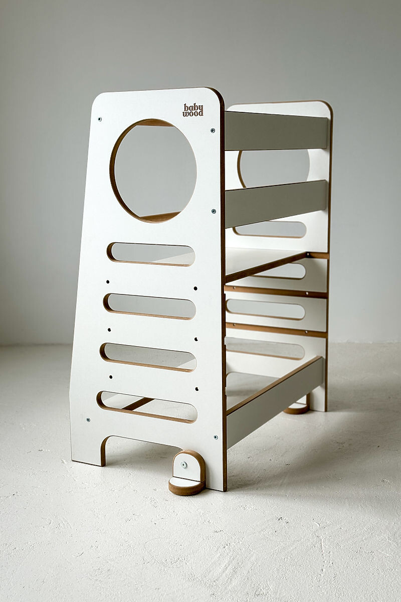 Učiaca veža pre dvojčatá DOUBLE M - biela