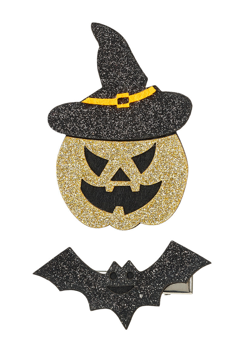 Souza! – Sponky do vlasov Willa – halloweenska tekvica a netopier – 2 ks